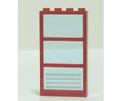 Window 1 x 4 x 6 Frame with 3 Panes, Fixed Glass with Trans-Light Blue Glass with 4 White Stripes Pattern (Sticker) - Set 7892