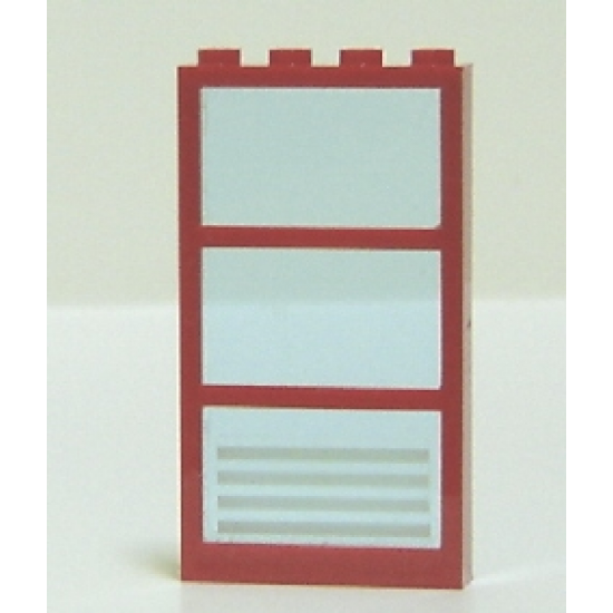 Window 1 x 4 x 6 Frame with 3 Panes, Fixed Glass with Trans-Light Blue Glass with 4 White Stripes Pattern (Sticker) - Set 7892