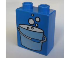 Duplo, Brick 1 x 2 x 2 with Bucket of Water in Light Blue Pattern