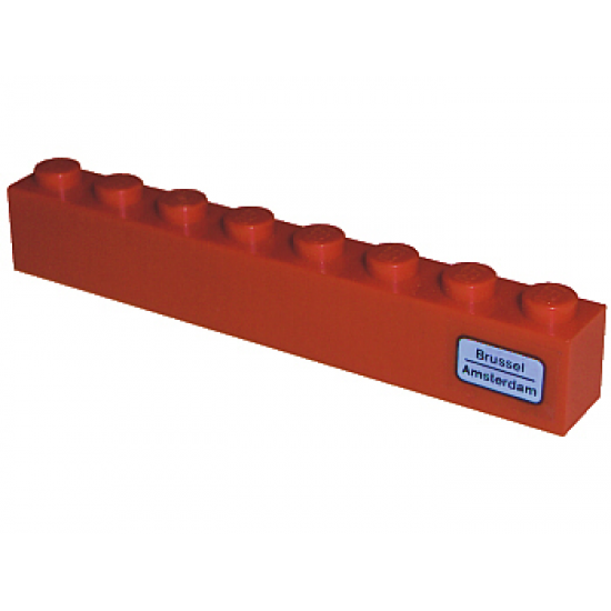 Brick 1 x 8 with 'Brussel - Amsterdam' Pattern on Right Side (Sticker) - Set 7745
