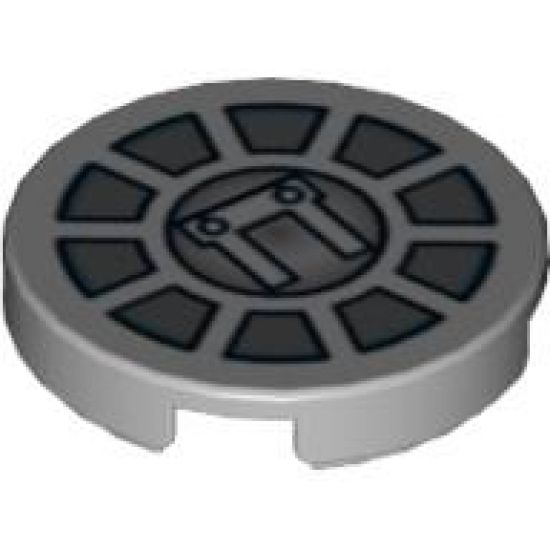 Tile, Round 2 x 2 with SW Radial Machinery Pattern