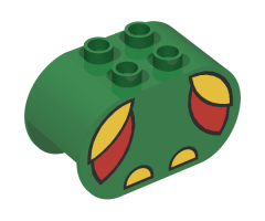 Duplo, Brick 2 x 4 x 2 Rounded Ends with Red and Yellow Wings and Yellow Feet Pattern
