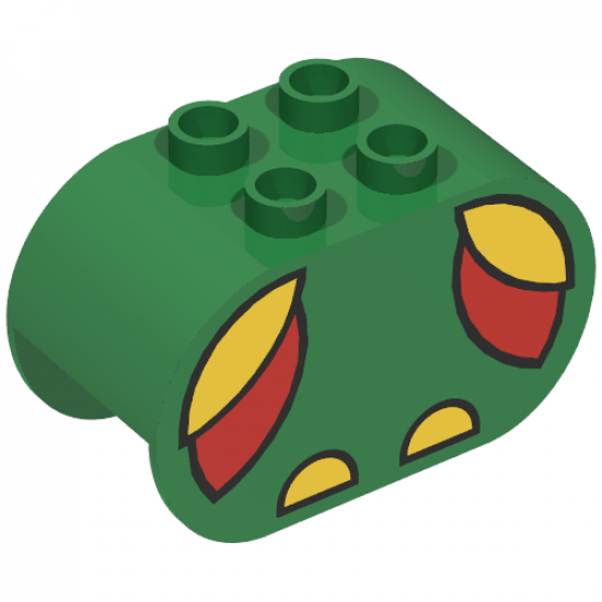 Duplo, Brick 2 x 4 x 2 Rounded Ends with Red and Yellow Wings and Yellow Feet Pattern