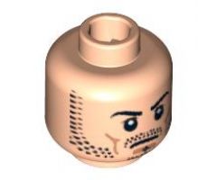 Minifigure, Head Beard Stubble, Black Eyebrows, White Pupils, Frown Pattern - Blocked Open Stud
