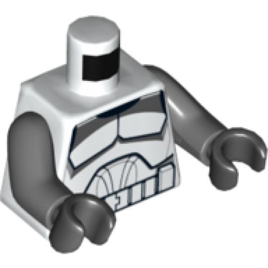 Torso SW Armor Clone Trooper with Dark Bluish Gray Markings Pattern / Dark Bluish Gray Arms / Black Hands