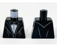 Torso Jacket with Wide Lapels, White Shirt with Black Bow Tie and Vest Pattern