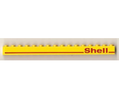 Brick 1 x 16 with Red Line and 'Shell' Right Pattern (Sticker) - Set 1256
