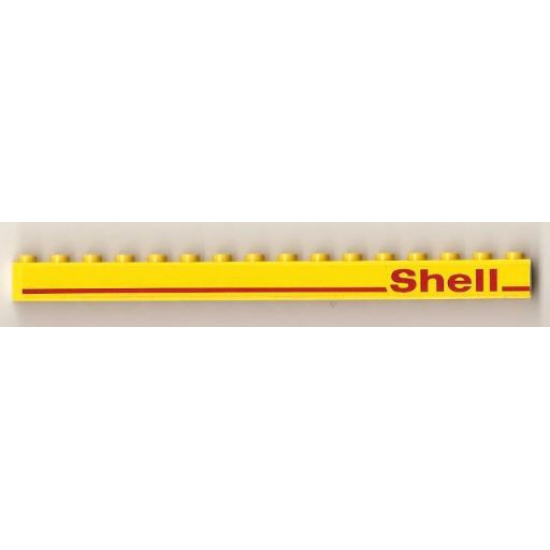 Brick 1 x 16 with Red Line and 'Shell' Right Pattern (Sticker) - Set 1256