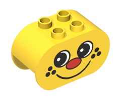 Duplo, Brick 2 x 4 x 2 Rounded Ends with Freckle Face Pattern
