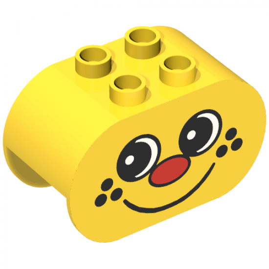 Duplo, Brick 2 x 4 x 2 Rounded Ends with Freckle Face Pattern