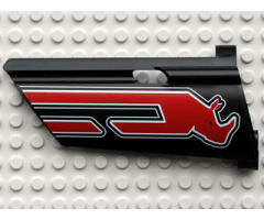 Technic, Panel Fairing #21 Large Long, Small Hole, Side B with Red Rhino Head Pattern (Sticker) - Set 8285