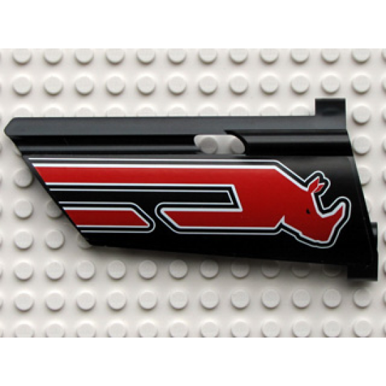 Technic, Panel Fairing #21 Large Long, Small Hole, Side B with Red Rhino Head Pattern (Sticker) - Set 8285