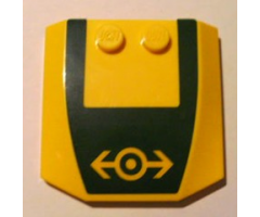 Wedge 4 x 4 x 2/3 Triple Curved with Train Logo Yellow on Dark Green Background Pattern (Sticker) - Set 10133