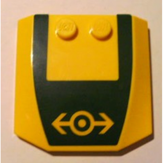 Wedge 4 x 4 x 2/3 Triple Curved with Train Logo Yellow on Dark Green Background Pattern (Sticker) - Set 10133