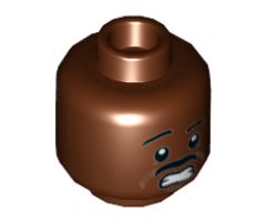 Minifigure, Head Dual Sided Moustache, White Pupils, Determined / Scared with Teeth Pattern - Hollow Stud