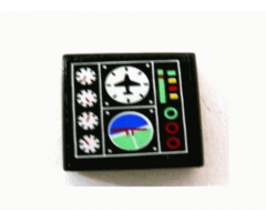 Tile 2 x 2 with Gauges and Airplane and Horizon Screen Pattern (Sticker) - Set 8412
