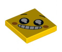 Tile 2 x 2 with Face, Smile with Teeth and Open Mouth, Black Eyes with White Pupils, Raised Eyebrows, Orange Cheeks Pattern