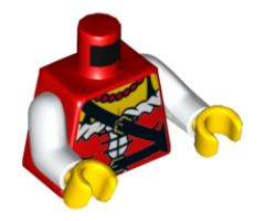 Torso Pirate Female Corset with Diagonal Belt (Printed Back) Pattern / White Arms / Yellow Hands