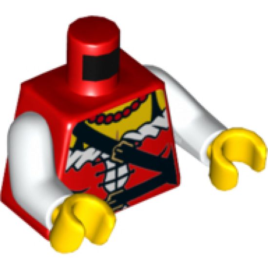 Torso Pirate Female Corset with Diagonal Belt (Printed Back) Pattern / White Arms / Yellow Hands