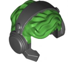 Minifigure, Hair Male Tousled with Black Headset with Microphone Pattern