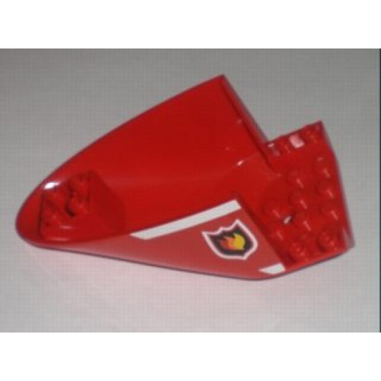 Aircraft Fuselage Curved Aft Section 6 x 10 Bottom with Fire Logo Pattern on Both Sides (Stickers) - Set 7206