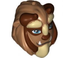 Mini Doll, Headgear Mask Beast with Reddish Brown Horns, Blue Eyes, Fangs and Tan Beard Pattern