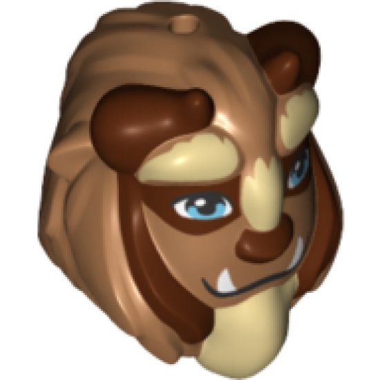 Mini Doll, Headgear Mask Beast with Reddish Brown Horns, Blue Eyes, Fangs and Tan Beard Pattern
