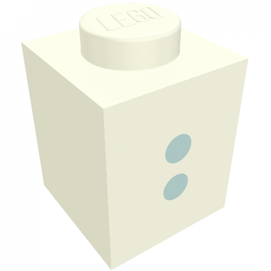 Brick 1 x 1 with Blue ':' Pattern (Bold Font)