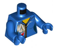 Torso Female Jumpsuit with Zipper, White and Gold Markings and Classic Space Logo Pattern / Blue Arms / Blue Hands