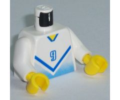 Torso Soccer Blue Chevron and No. 9 Front and Back Pattern / White Arms / Yellow Hands