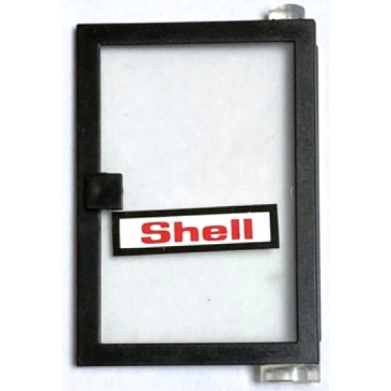 Door 1 x 4 x 5 Right with Trans-Clear Glass and 'Shell' Pattern (Sticker) - Set 6371