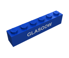 Brick 1 x 6 with White 'GLASGOW' Pattern