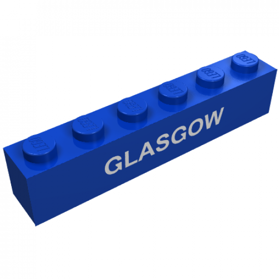 Brick 1 x 6 with White 'GLASGOW' Pattern