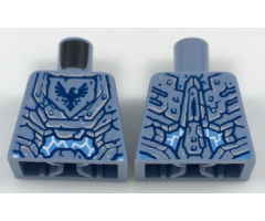 Torso Nexo Knights Armor Stone with Dark Blue Falcon in Pentagonal Shield and White Lightning Pattern