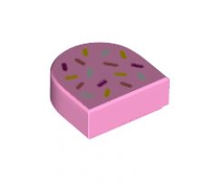 Tile, Round 1 x 1 Half Circle Extended (Stadium) with Coral, Light Aqua, Magenta and Yellow Sprinkles Pattern