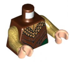 Torso LotR Gold Ruffled Shirt, Reddish Brown Layered Pattern / Pearl Gold Arms / Light Nougat Hands
