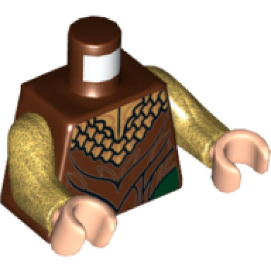 Torso LotR Gold Ruffled Shirt, Reddish Brown Layered Pattern / Pearl Gold Arms / Light Nougat Hands