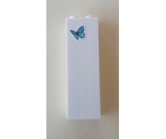 Brick 1 x 2 x 5 with Medium Azure Butterfly Pattern (Sticker) - Set 41314