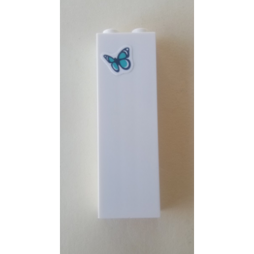 Brick 1 x 2 x 5 with Medium Azure Butterfly Pattern (Sticker) - Set 41314