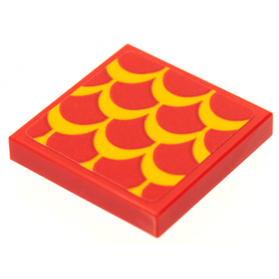 Tile 2 x 2 with Bright Light Orange Scales Pattern (Sticker) - Set 75550