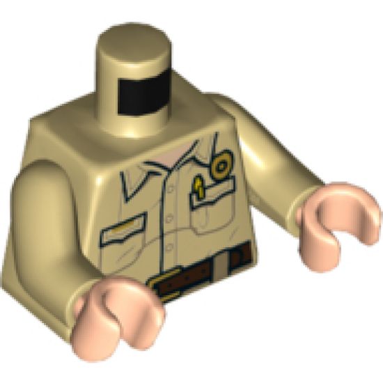 Torso Shirt with Pockets, Light Nougat Neck, Gold Badge and Dark Brown Belt Pattern / Tan Arms / Light Nougat Hands