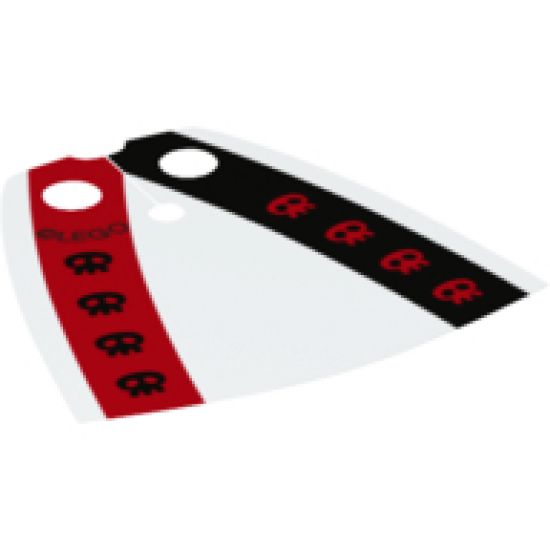 Minifigure, Body Wear Cape Cloth, Standard with 4 Black Skulls in Red Stripe and 4 Red Skulls in Black Stripe Pattern