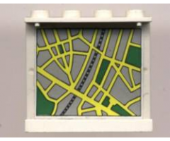 Panel 1 x 4 x 3 - Solid Studs with Map Street Pattern 3 on Inside (Sticker) - Set 6676