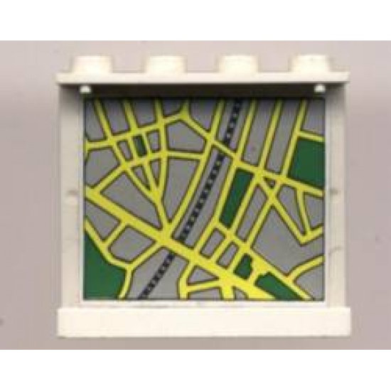 Panel 1 x 4 x 3 - Solid Studs with Map Street Pattern 3 on Inside (Sticker) - Set 6676