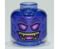 Minifigure, Head Alien Ghost with Dark Purple Face, Magenta Eyes and Open Mouth and Gold Sharp Teeth Pattern