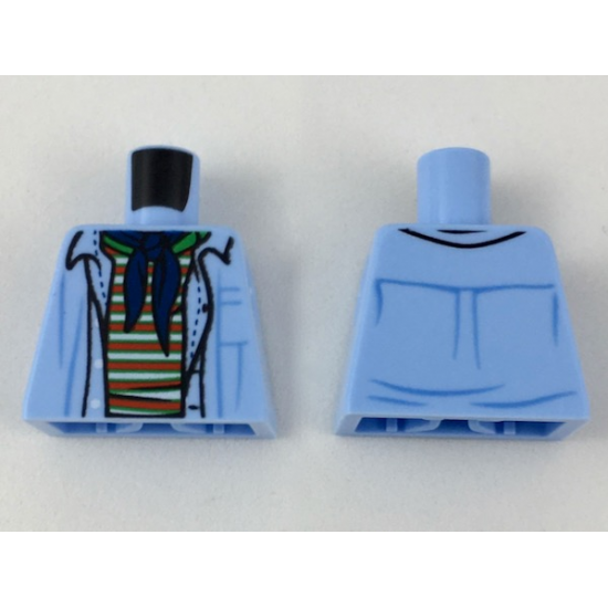 Torso Open Shirt with Striped Undershirt and Dark Blue Bandana Pattern