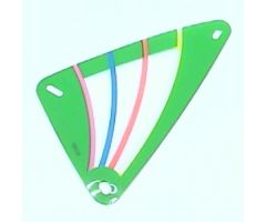 Plastic Triangle 9 x 15 Sail with Green Border and Dark Pink, Blue, Red and Yellow Stripes Pattern