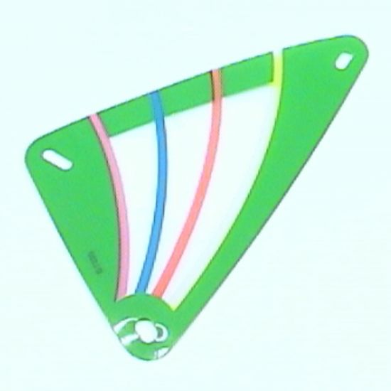 Plastic Triangle 9 x 15 Sail with Green Border and Dark Pink, Blue, Red and Yellow Stripes Pattern