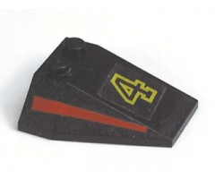 Wedge 4 x 4 Triple without Stud Notches with Number 4 and Red Stripe both sides Pattern (Stickers) - Set 6551