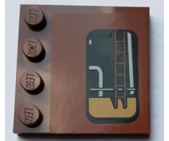 Tile, Modified 4 x 4 with Studs on Edge with Window with Pipes and Ladder Pattern Model Right Side (Sticker) - Set 75059